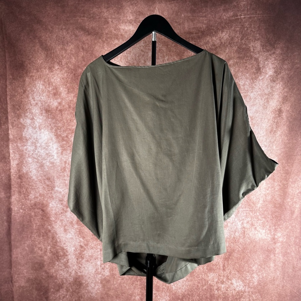 Lotus Eaters Draped Khaki Blouse NWT $119 XL 🤍